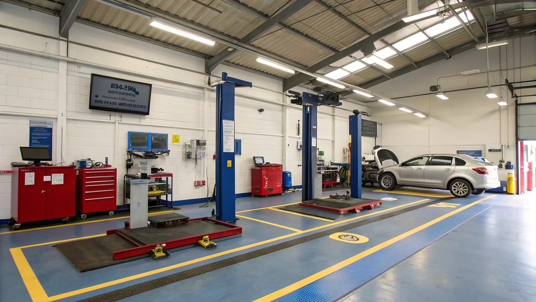 DVSA-approved MOT testing facility with diagnostic equipment in Birmingham, no humans appears in the image